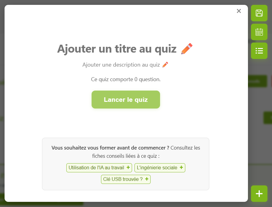 Éditeur de quiz de cybersécurité de l'intranet de Flers Agglo